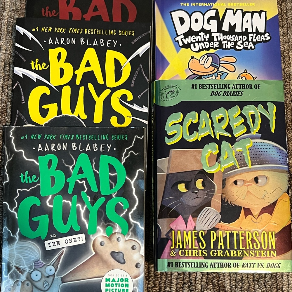 FIVE BOOKS! Bad Guys, Scaredy Cat & Dog Man